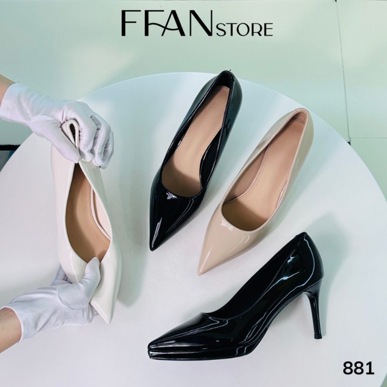Giày cao gót mũi nhọn đế đúp gót nhọn 8 phân [da bóng mềm mại] 881 FFAN ...